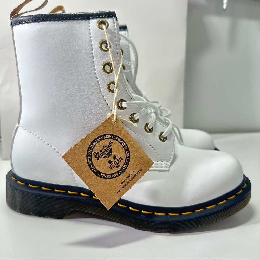 VEGAN 1460 KEMBLE LACE UP BOOTS COLOR WHITE